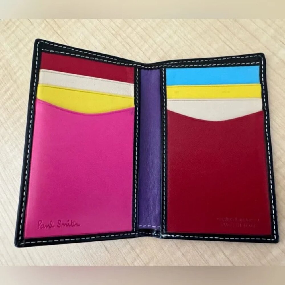 Paul Smith Leather Wallet, Black With Colorblock Interior